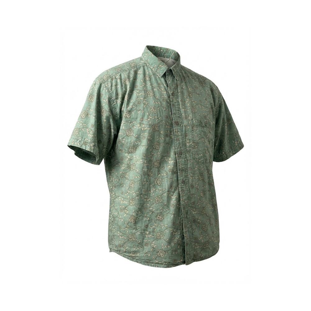 Gitano Shirt Mens Size S Green Paisley Button Up Collar Cotton Relaxed Vintage